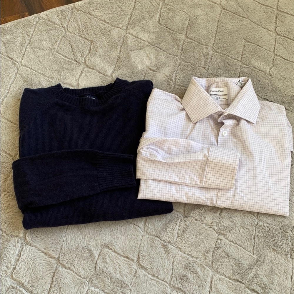 J. Crew Calvin Klein Shirt Sweater Bundle Crewneck Sweater and Button Down Shirt